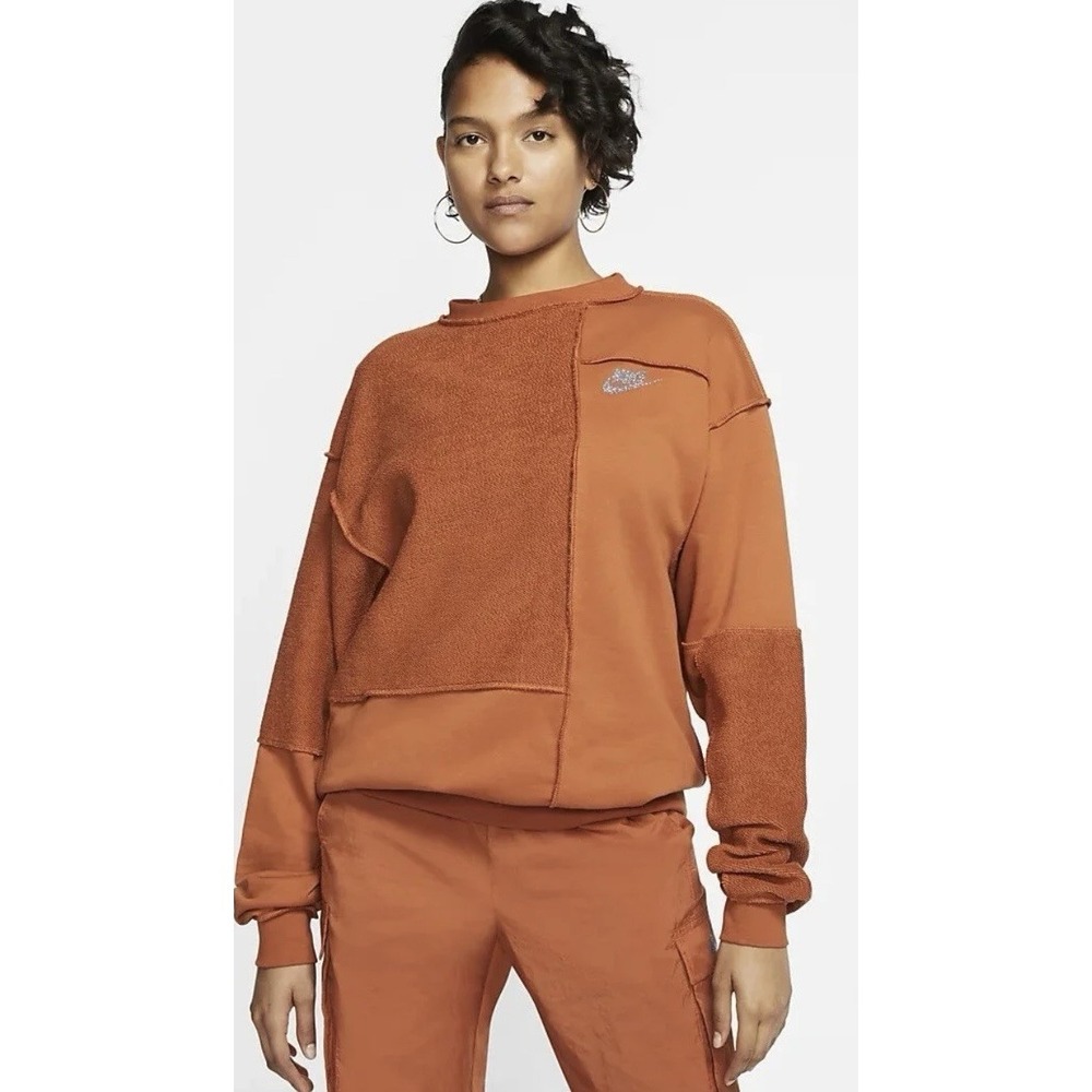 Nike Sportswear Icon Clash Fleece Sweatshirt Rust Women's Sz Medium CJ2282-802
